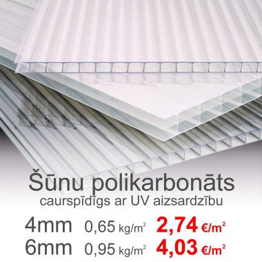 Šūnu polikarbonāts siltumnīcām, sienām, jumtiem